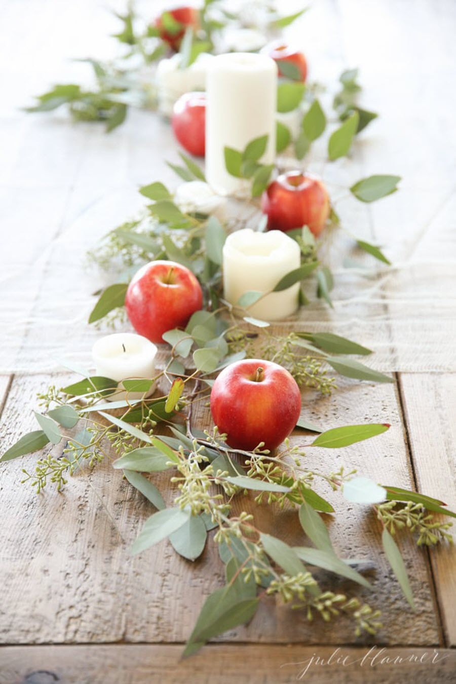 Thanksgiving Table Decor Ideas - Apple Eucalyptus Table Runner