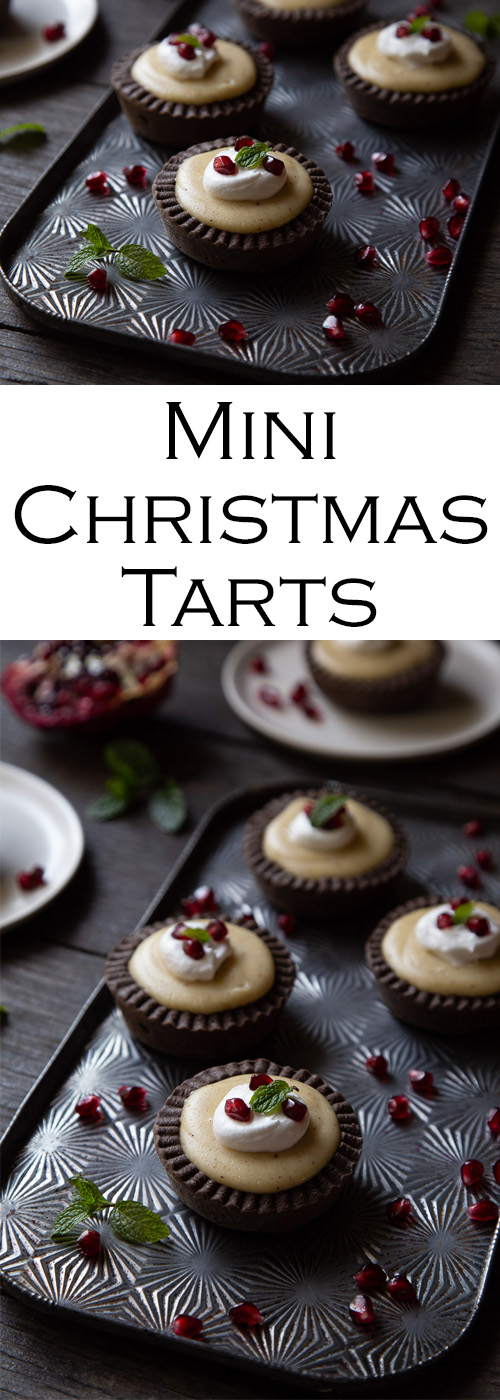 Mini Christmas Tarts with Spiced Custard and Pomegranate Seeds