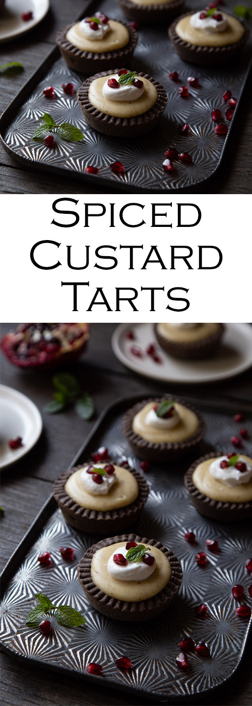 Mini Christmas Tarts with Spiced Custard and Pomegranate Seeds