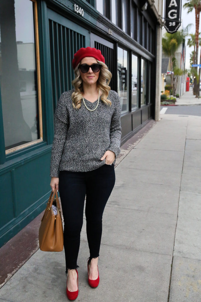 Red Pumps Outfit with Red Beret