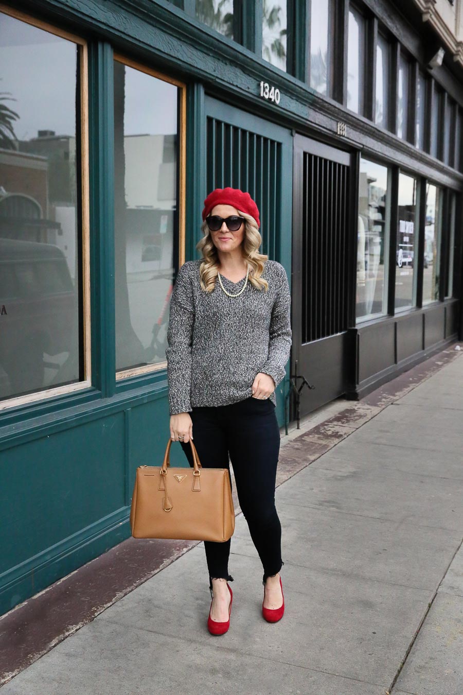 Red Pumps Outfit with Red Beret