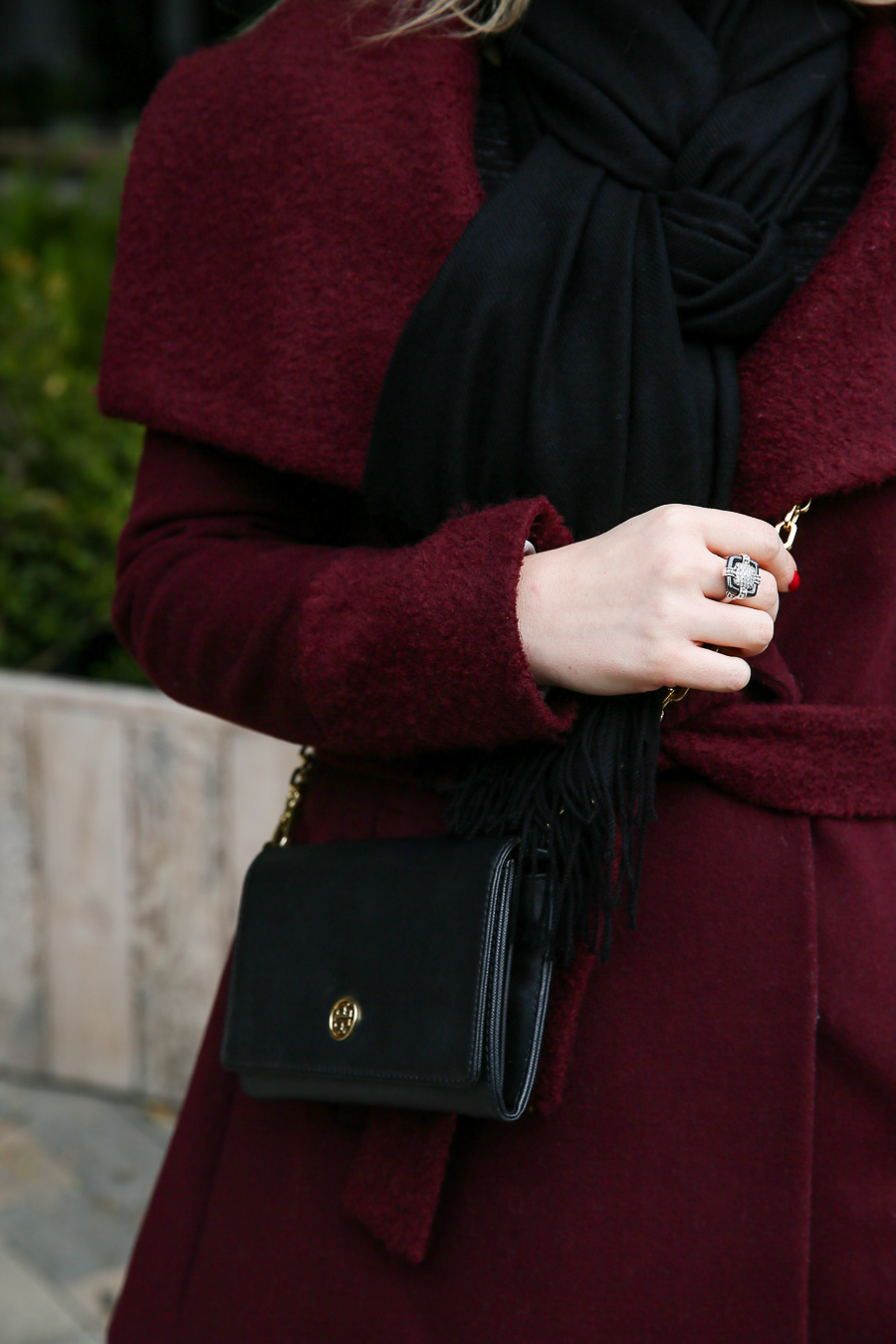 Burgundy Coat Outfit - Second Trimester Fall/Winter Outfit