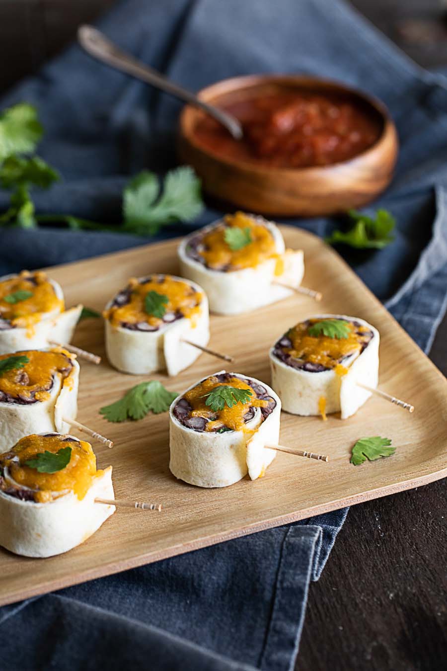 Mexican Pinwheels - Mexican Roll Ups with Black Beans - Vegetarian, Cold Mexican Appetizer