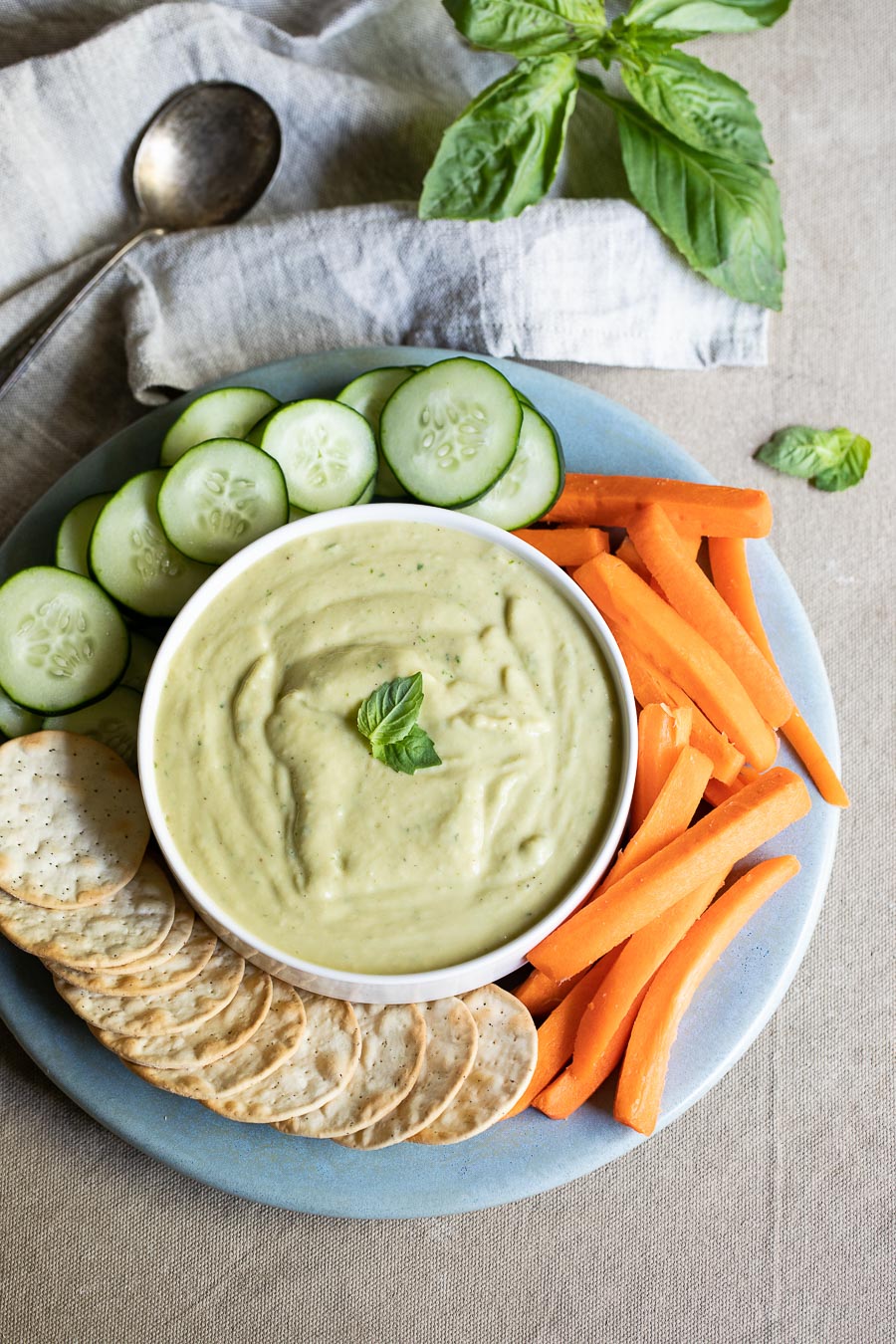 Basil Hummus Appetizer Plate