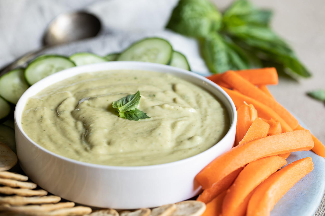 Basil Hummus Appetizer Plate