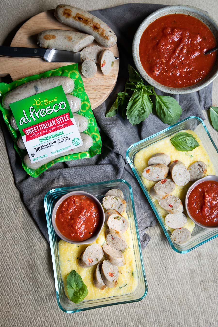 Chicken Sausage and Polenta Meal Prep Idea