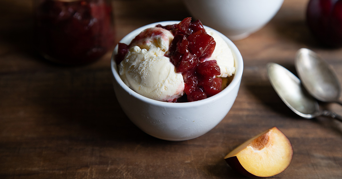 Plum Compote Recipe w. Ice Cream {Summer Desserts}