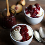 Plum Compote with Ice Cream Dessert Recipe. Summer fruit dessert recipe ideas. #desserts #plums #dessert #summer #icecream