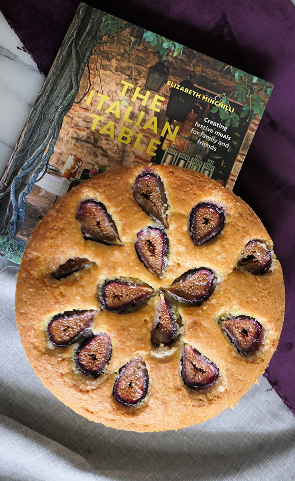 Homemade Fig Cake with fresh figs. This delectable butter cake is topped with fresh fig halves. An easy recipe that lasts a day or two wrapped for enjoyment! A great italian dessert recipe for everyone. #dessert #figs #italian #foodblog