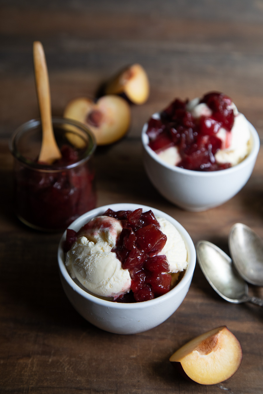 Plum Compote with Ice Cream Dessert Recipe