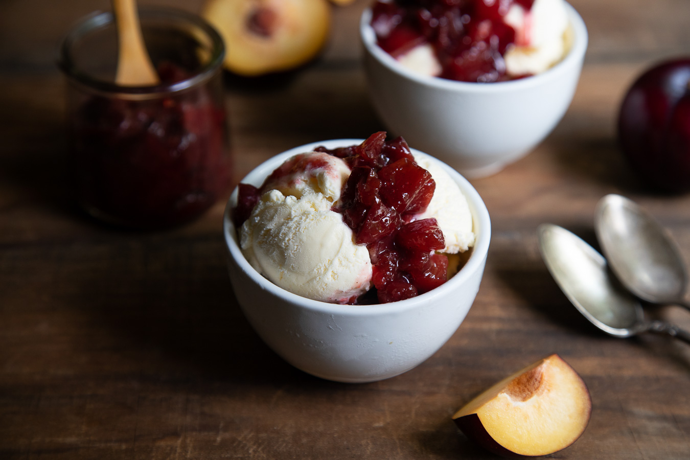 Plum Compote with Ice Cream Dessert Recipe