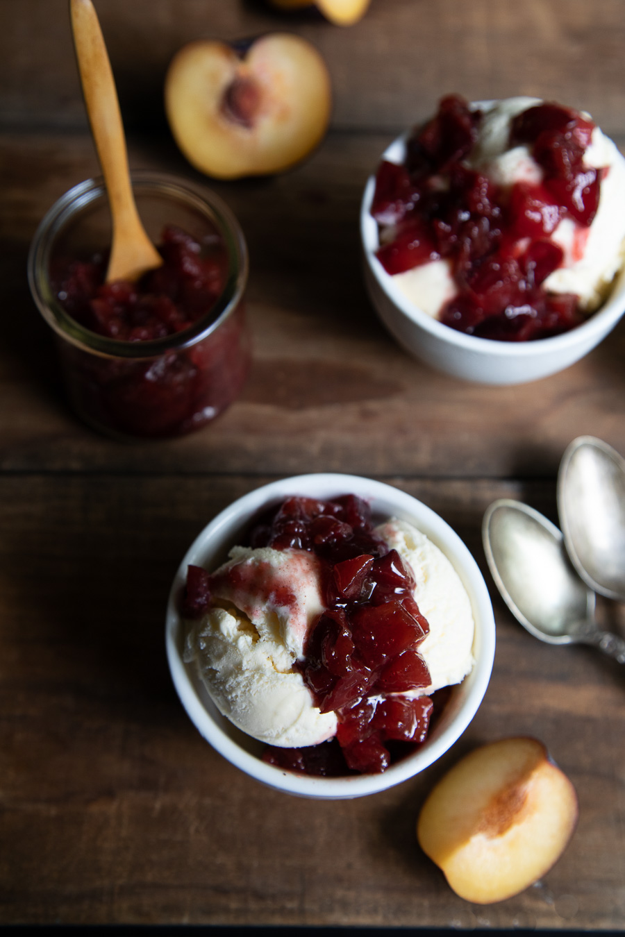 Plum Compote with Ice Cream Dessert Recipe