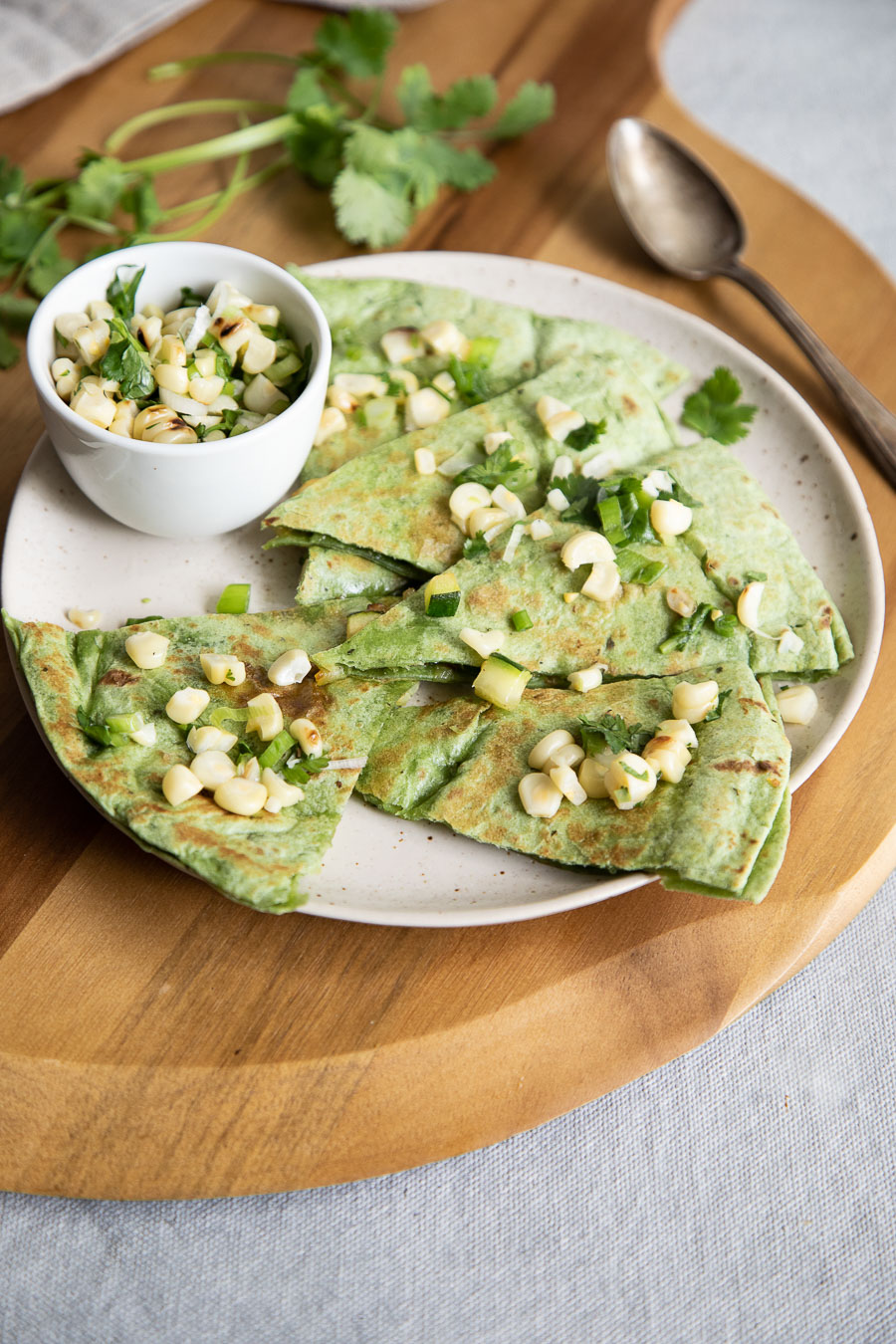 Zucchini Quesadillas with Roasted Corn Salsa