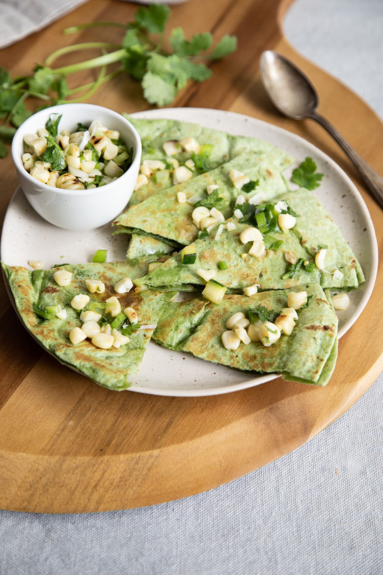 Roasted Corn Salsa w. Zucchini Quesadillas