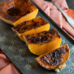 Roasted Cinnamon Sugar squash. Roasted Butternut squash covered in cinnamon, brown sugar, and butter for a great, healthy veggie side dish for the holiday season and winter. #vegetarian #lmrecipes #thanksgiving