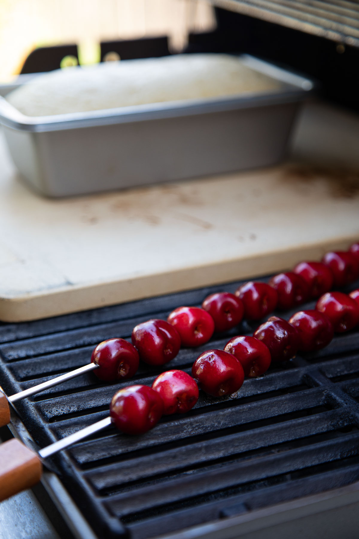 Cherries on Skewers on the Grill