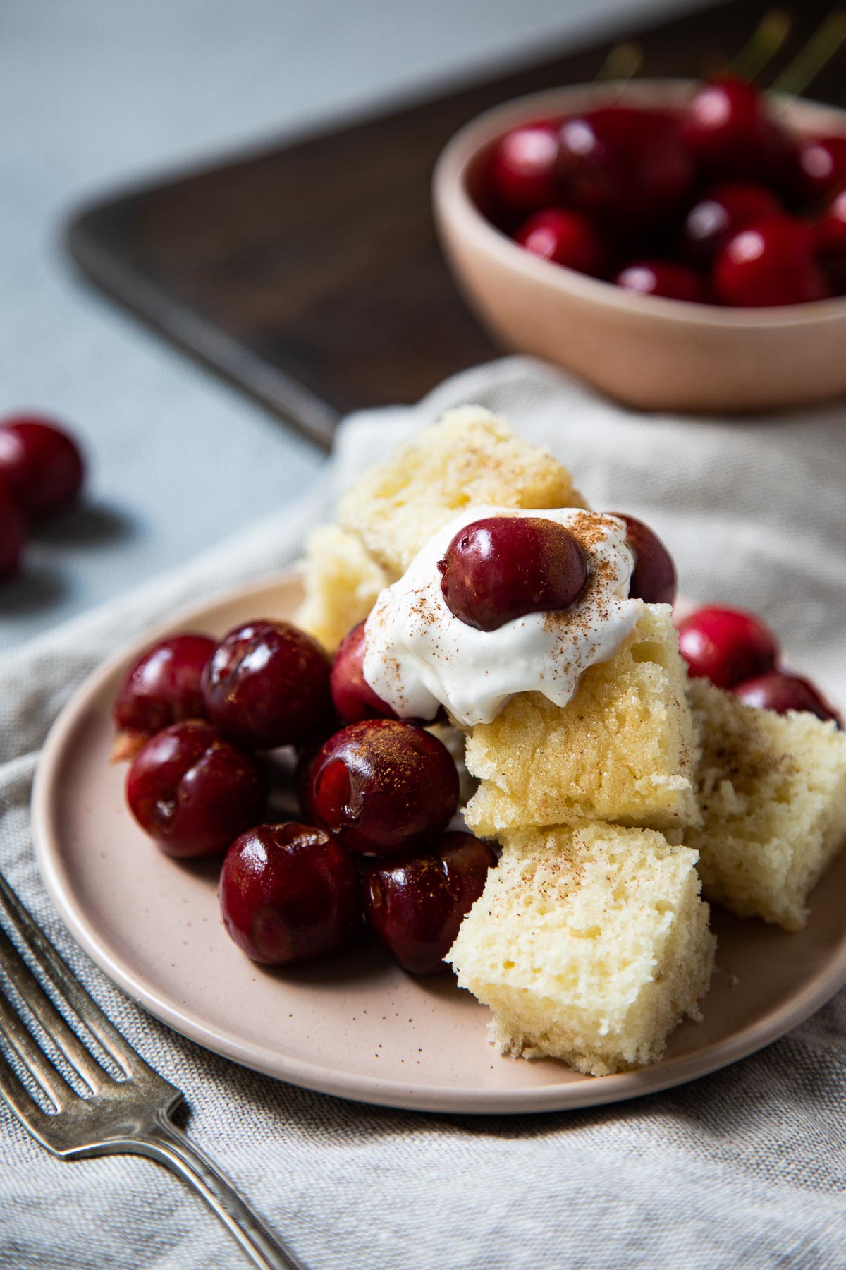 bbq dessert - cherry short cake cooked on bbq grill