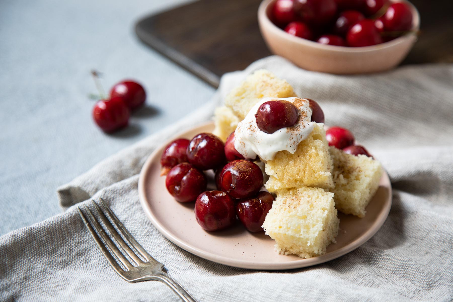 bbq dessert - cherry short cake cooked on bbq grill