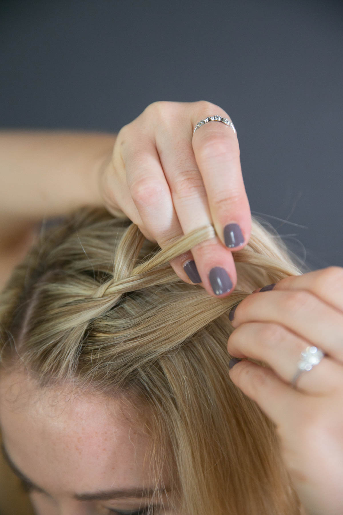 Starting EASY SIDE BRAID at hair part - TUTORIAL