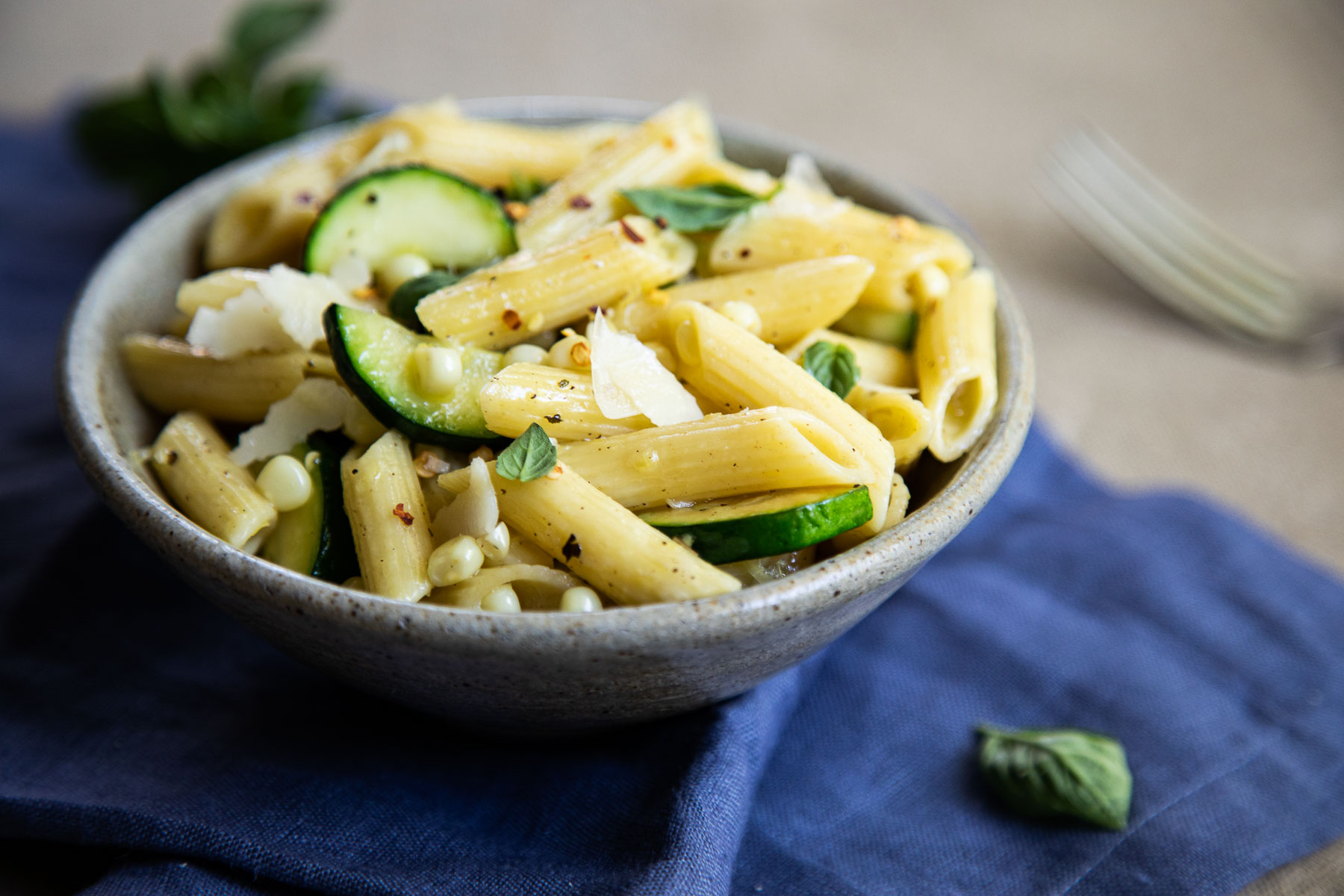 Summer Corn Pasta with Zucchini