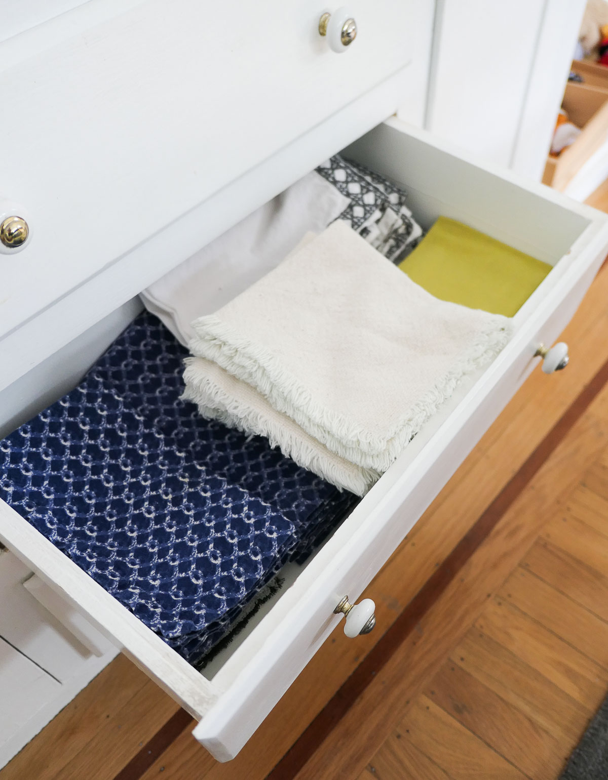 Cloth Napkins in Drawer - How to Stop Using Paper Towels