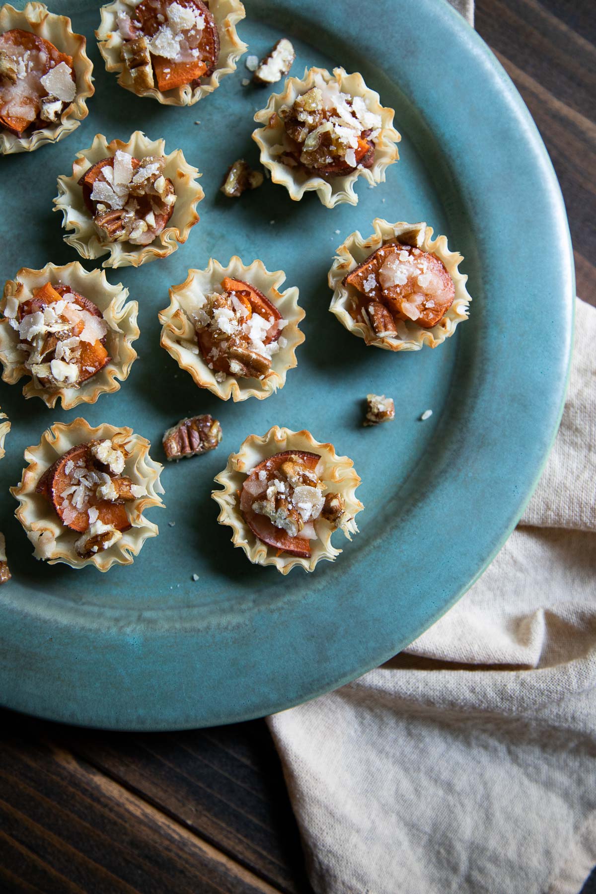 Thanksgiving Appetizers on Turquoise Plate