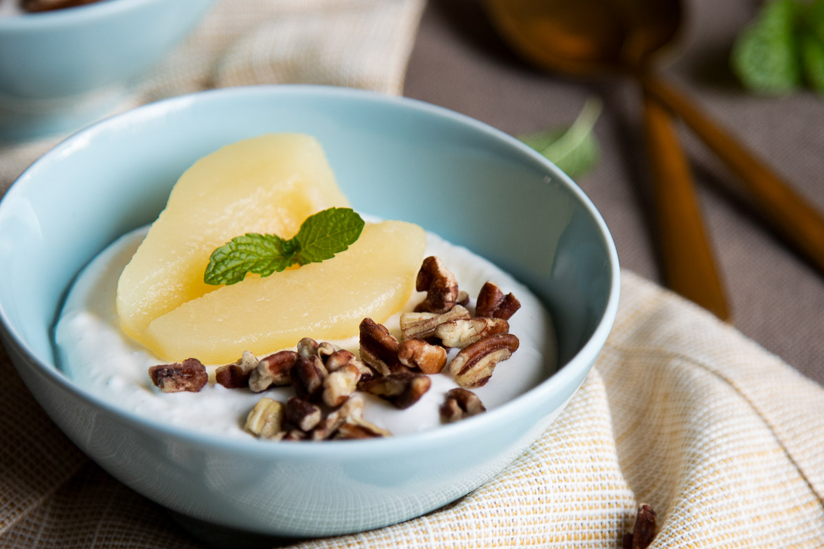 Canned Pear Dessert with Yogurt