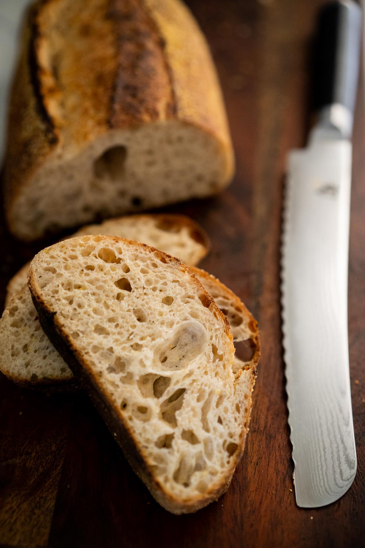 Sliced Sourdough Bread with Shun Bread Knife