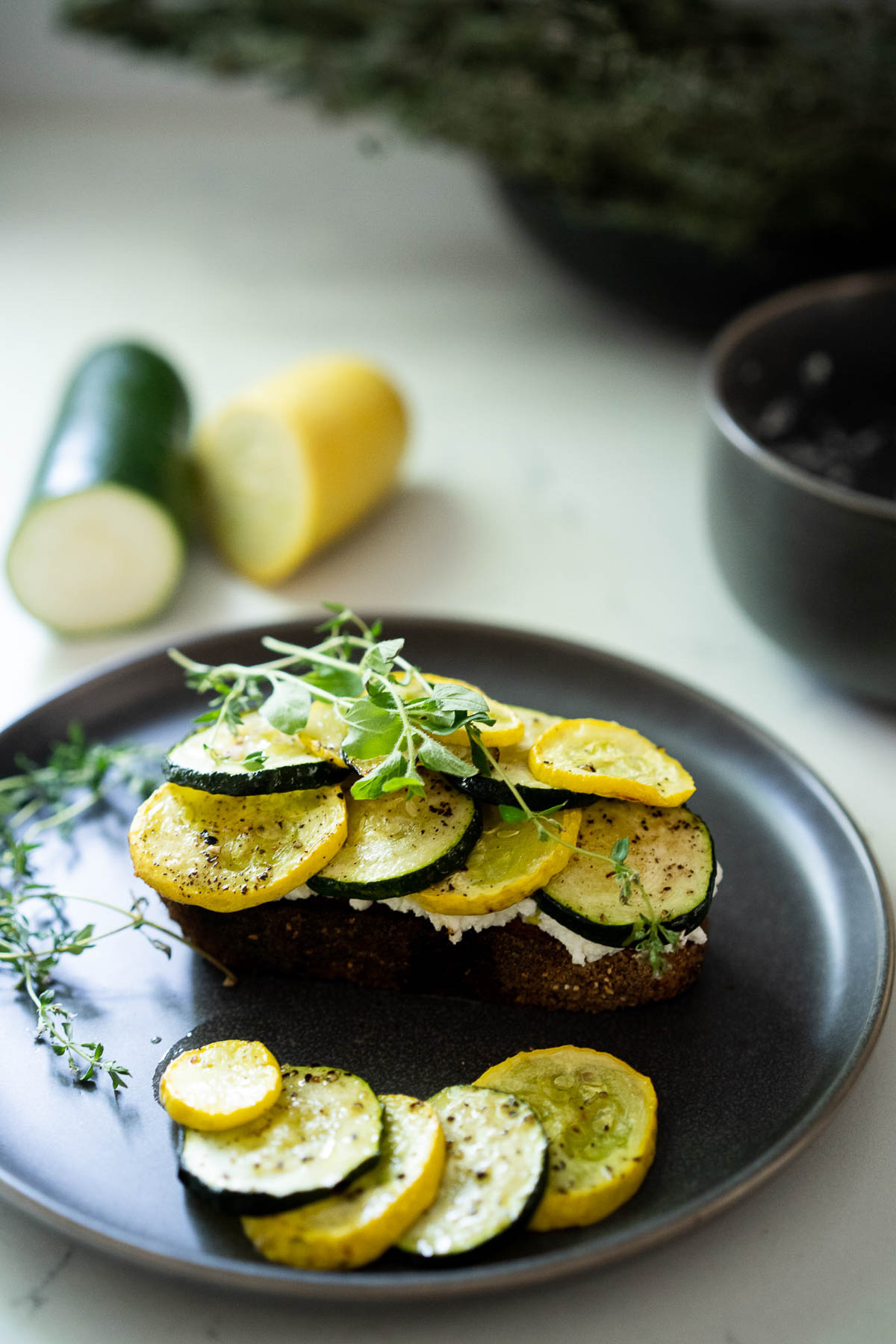 Hot Weather Dinner Ideas - Ricotta Toast with Zucchini