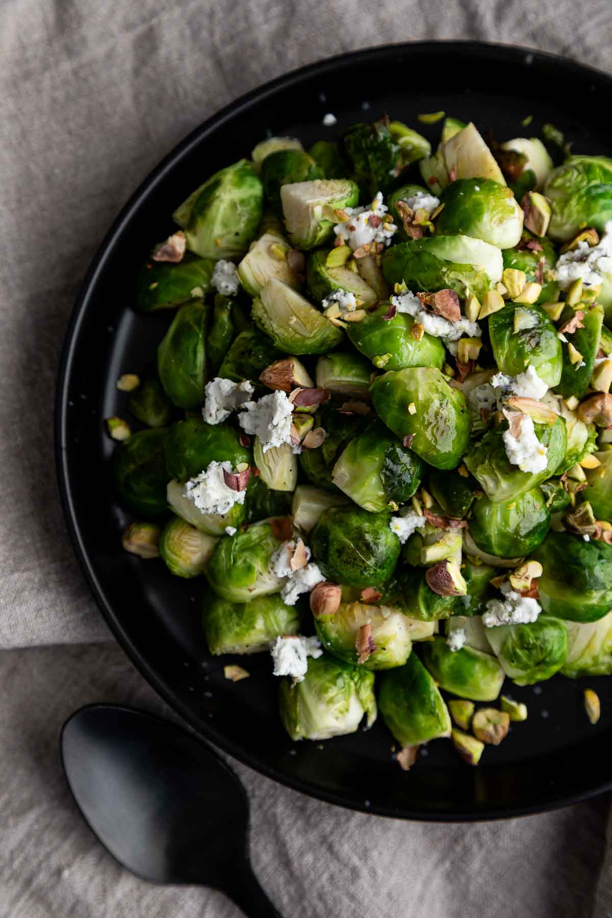 Roasted Brussels sprouts on a serving plate
