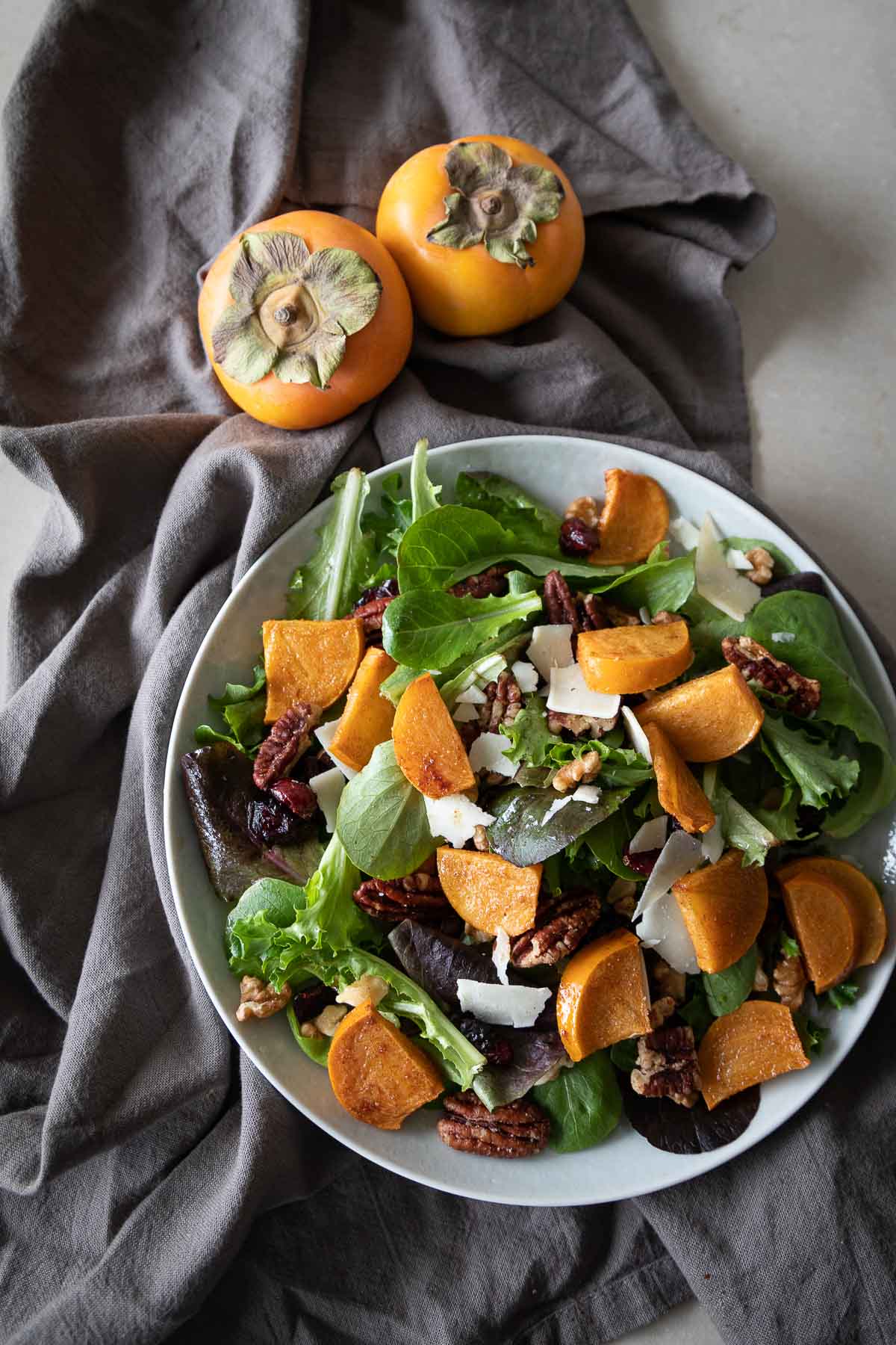 Roasted Persimmon Recipe - Salad on Plate