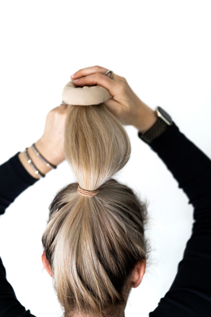 Rolling Sock Bun down Hair - Sock Bun Tutorial Photos