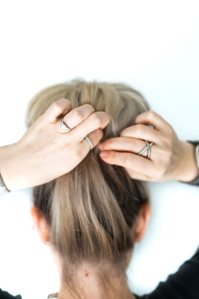 Sock Bun Tutorial Photos - Tucking in Stray Hairs