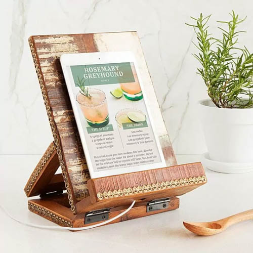 Uncommon Goods Salvaged Wood Cookbook & Tablet Stand