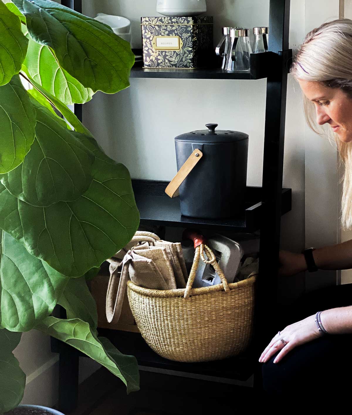 How to Store Reusable Bags - In Basket on Shelf