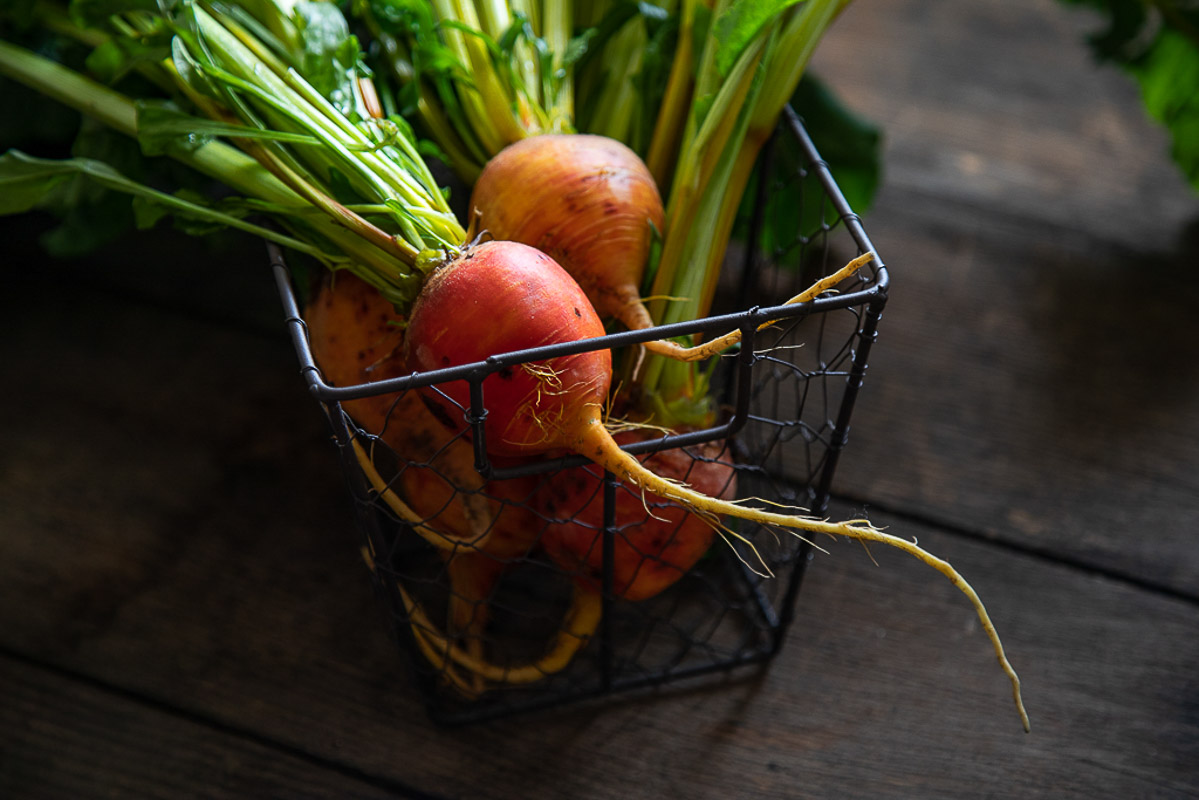 Golden Beets in Basket