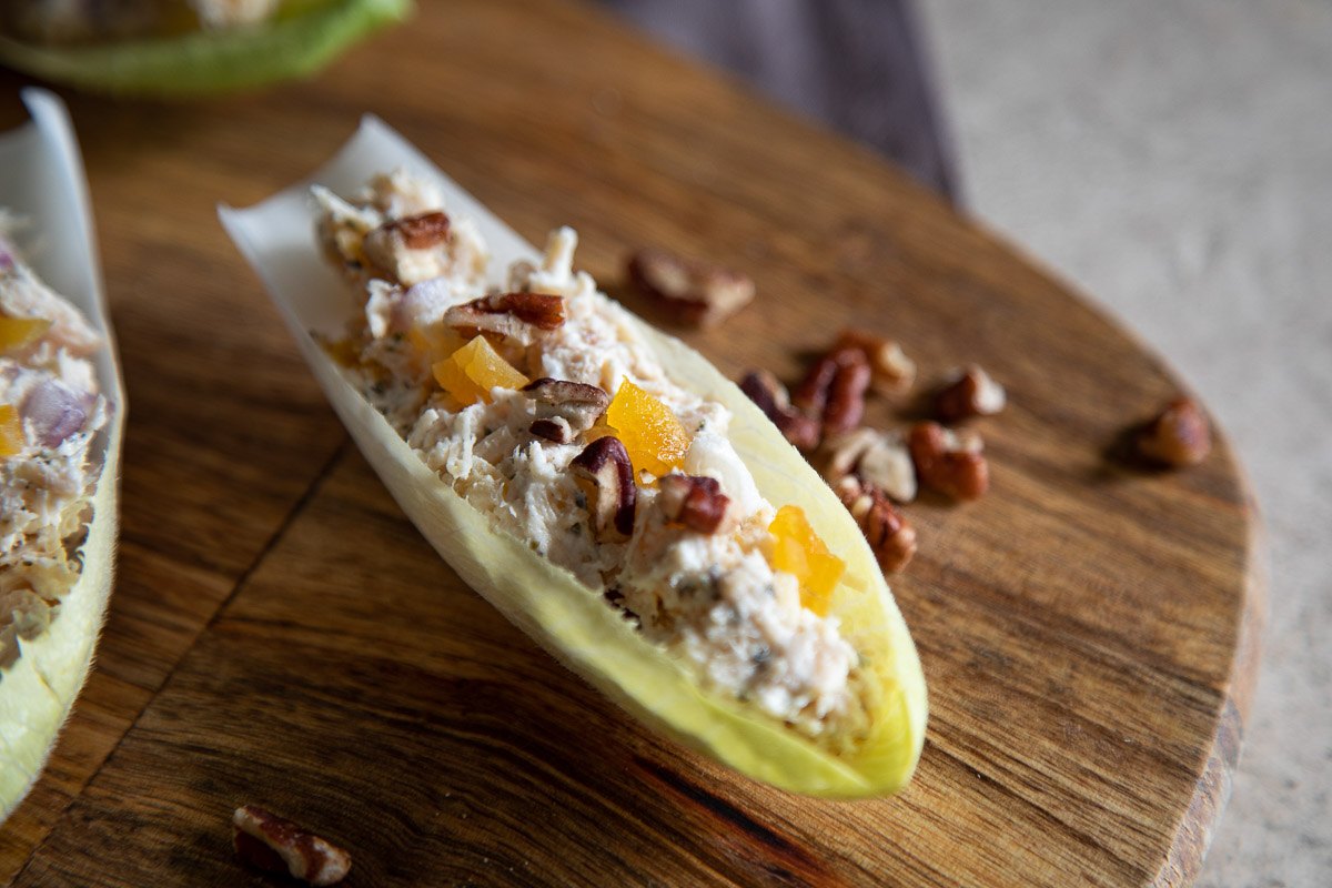 Chicken Salad Appetizers in Endive Leaves