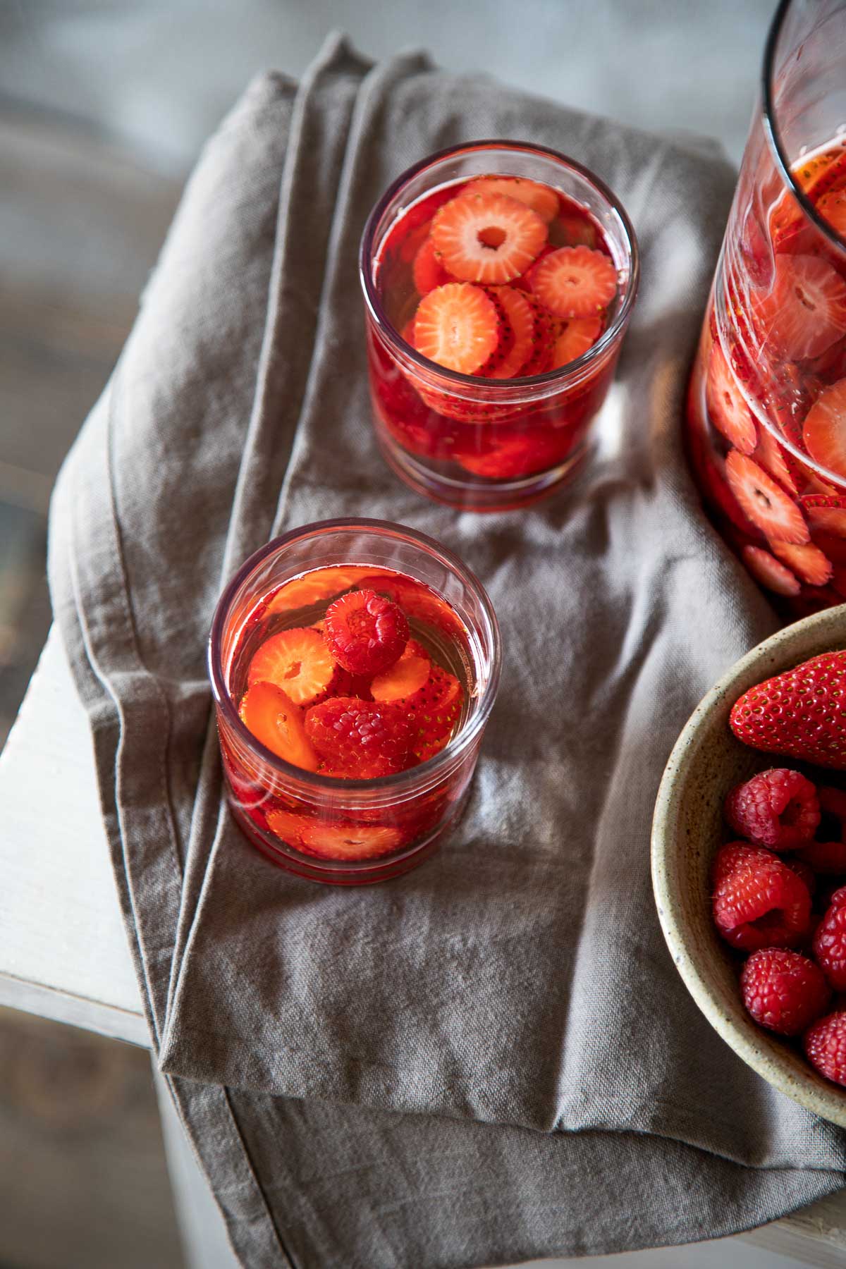 Spring Berry Sangria with rosé wine and amaretto.