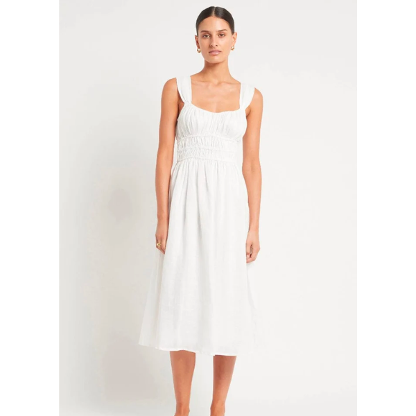 Faithfull the Brand Emory Midi Dress White - Final Sale