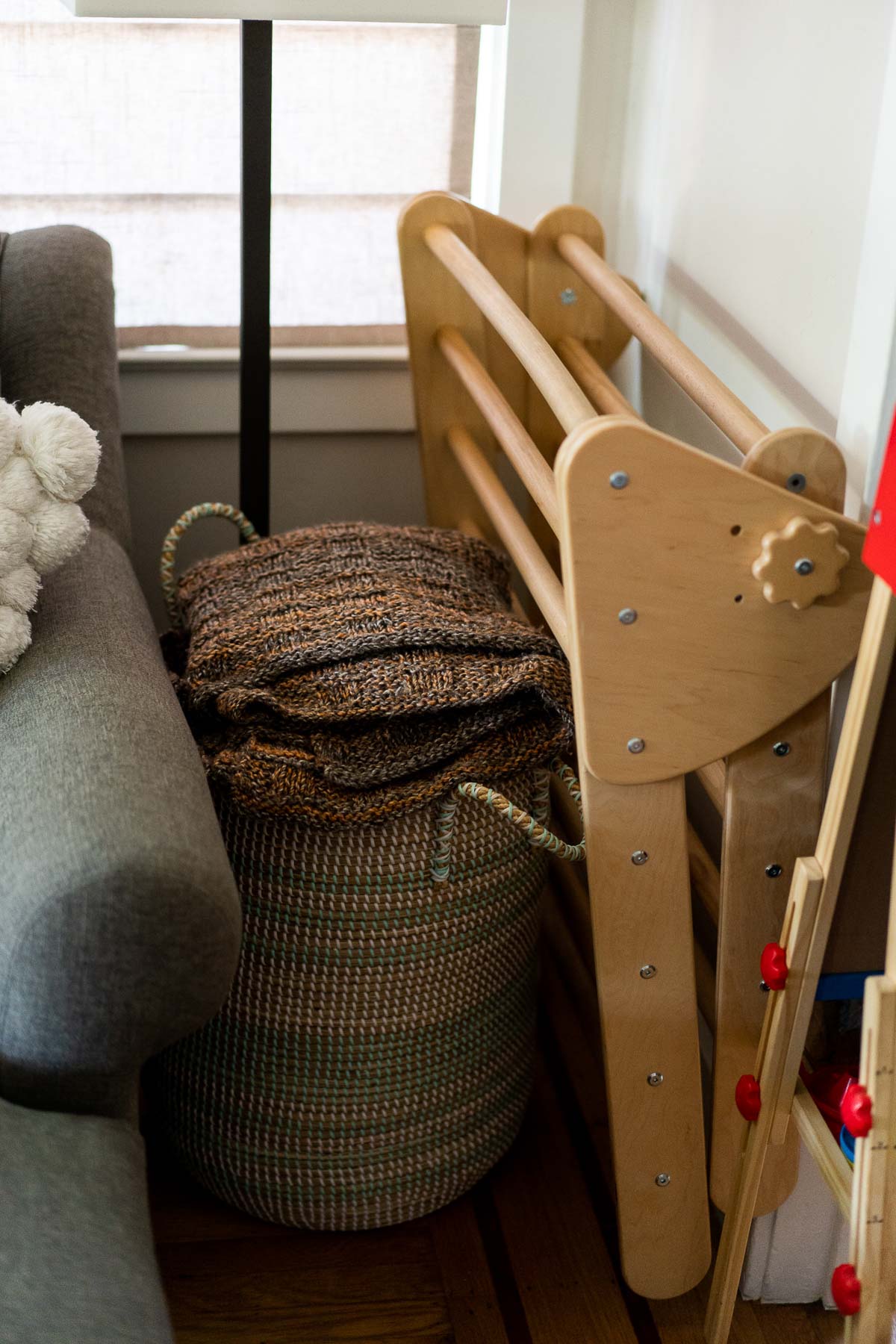 Blankets Stored in Large Basket