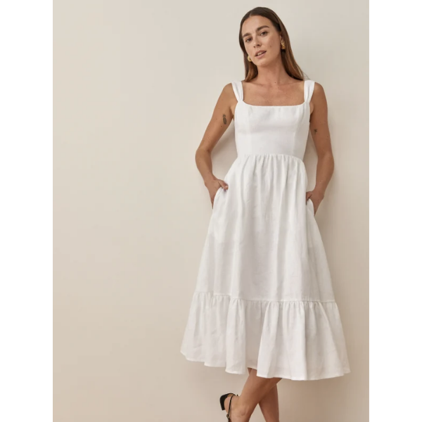 Midi White Summer Dress