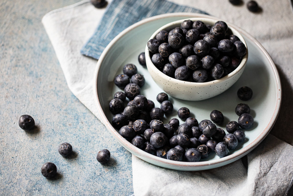 Summer REcipes - Blueberries in Bowl & On Plate