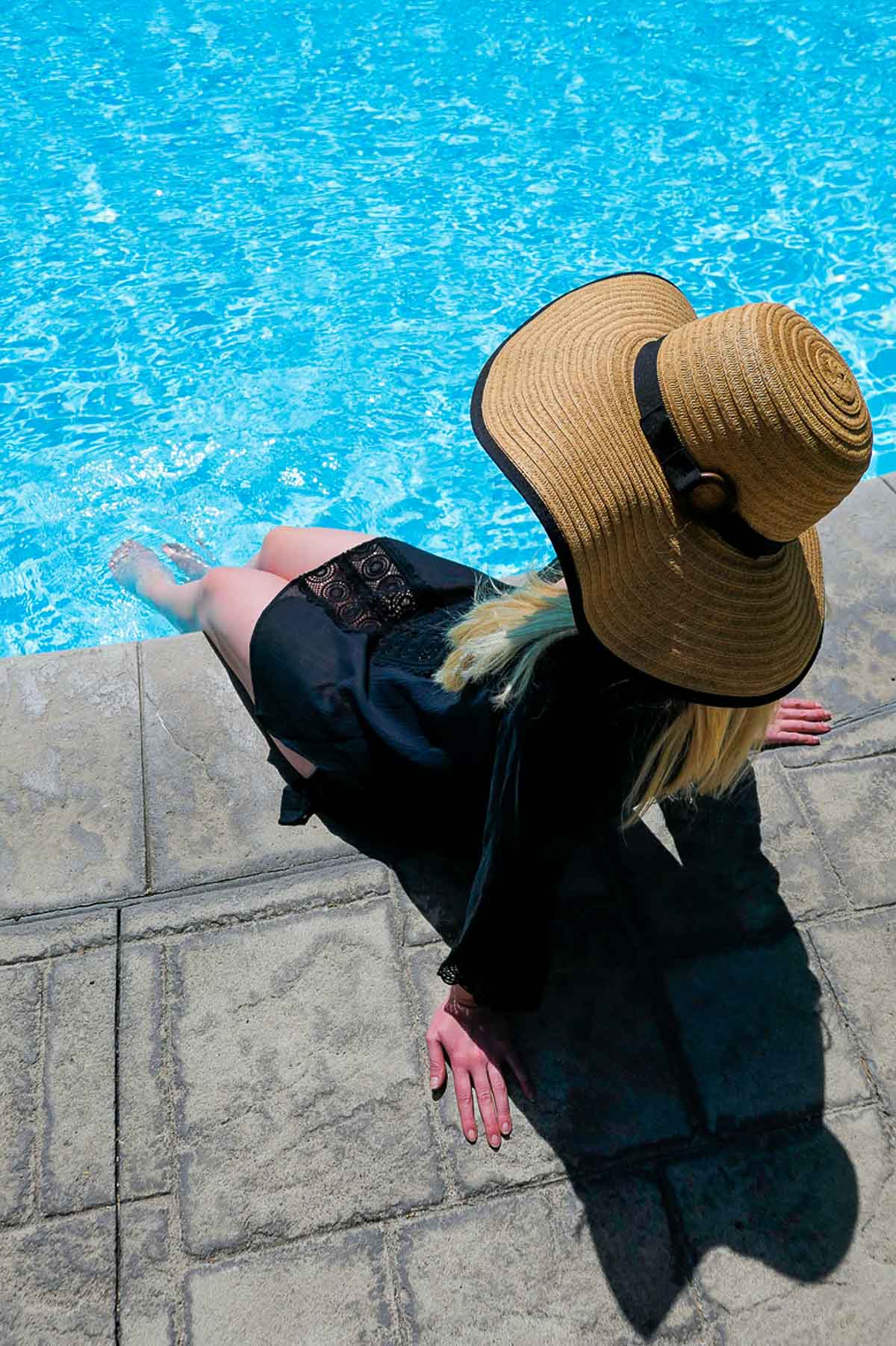 Summer Beauty - Woman Sitting By Pool