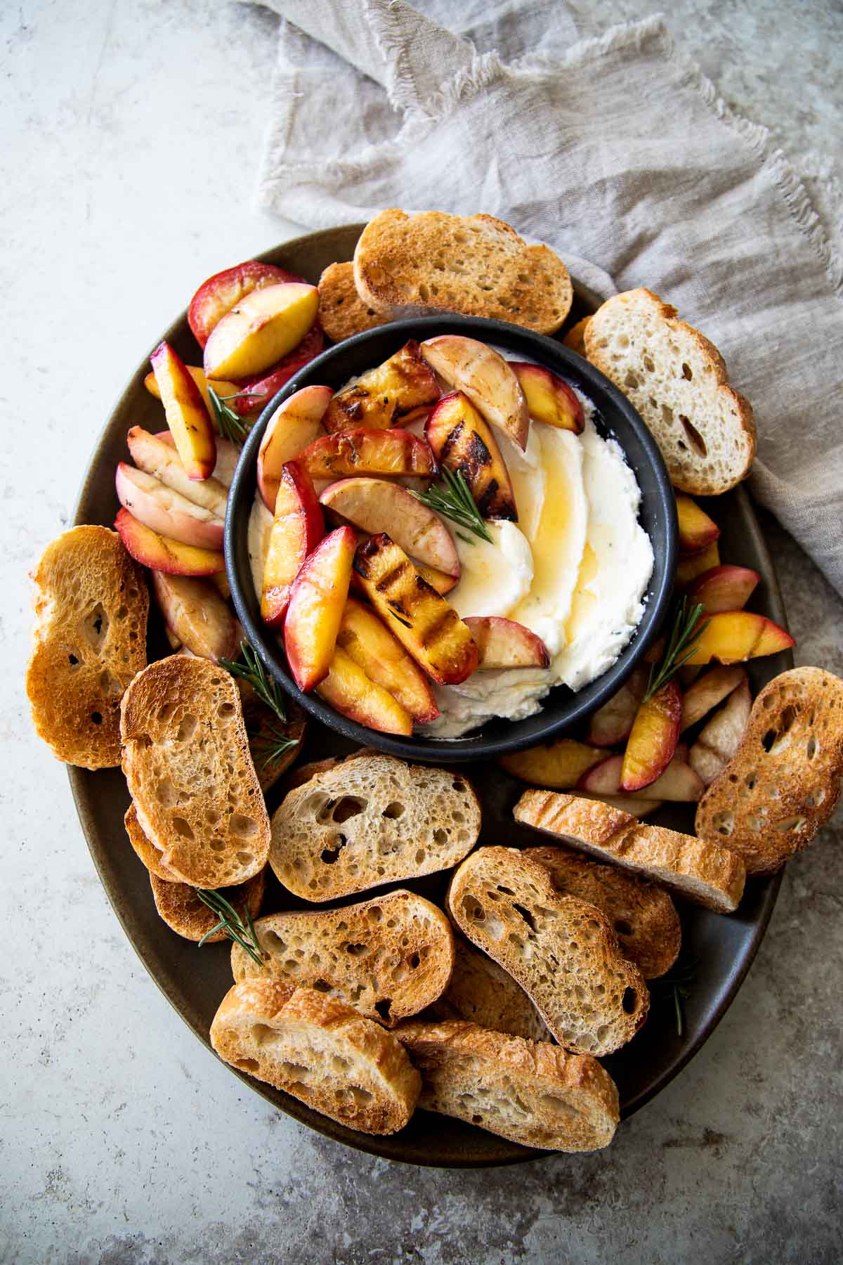 Grilled Peach Goat Cheese Appetizer w. Crostinis