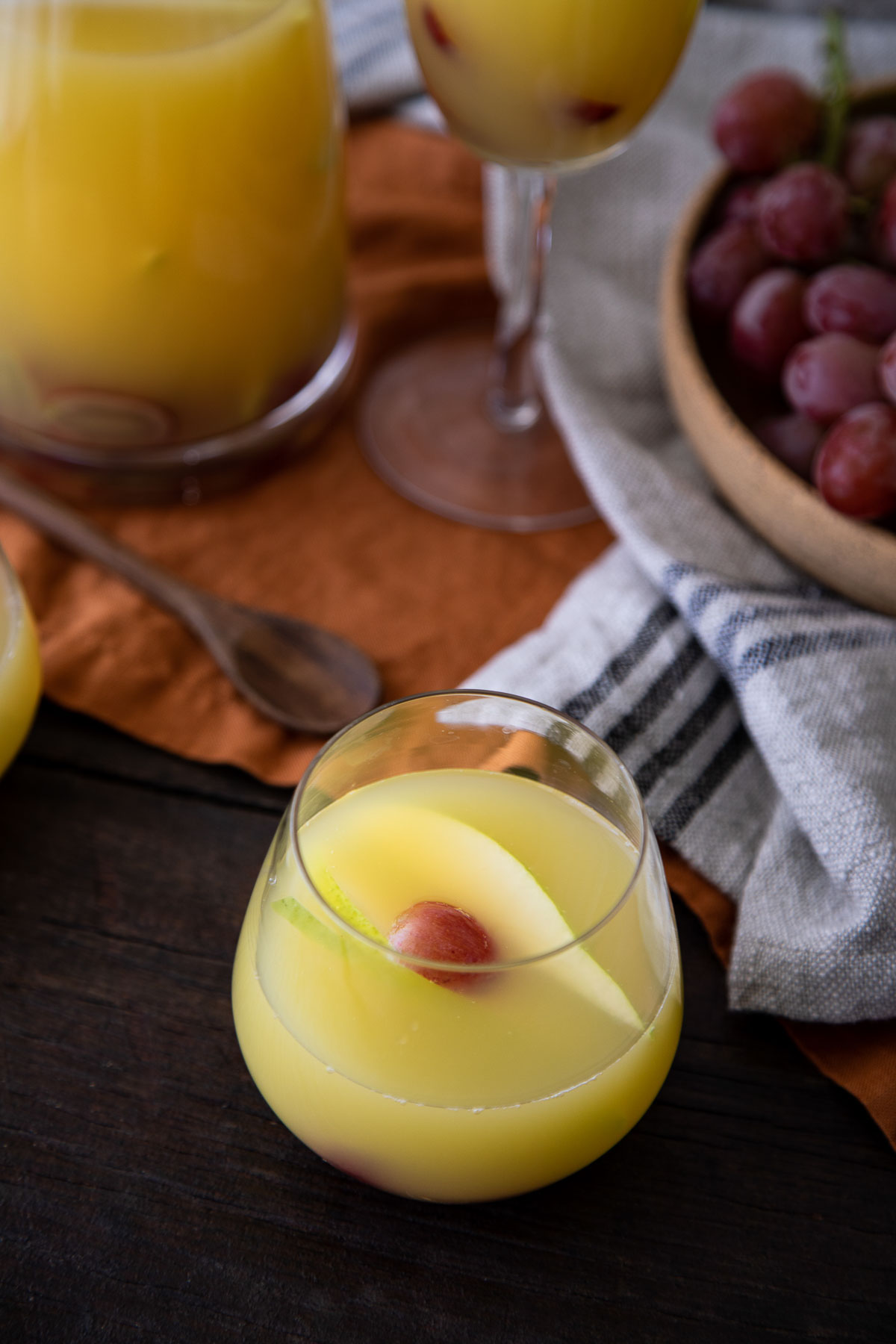 Brunch Sangria in Stemless Glass on table