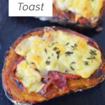 This pumpkin butter toast combines sweet and savory flavors with homemade pumpkin butter, prosciutto, and Gouda cheese. An easy fall appetizer or snack that's perfect for entertaining and holiday gatherings.