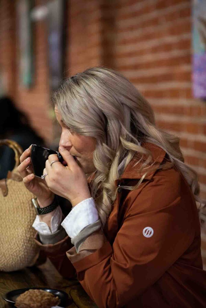 Woman Sipping Americano Old Soul Sacramento Coffee