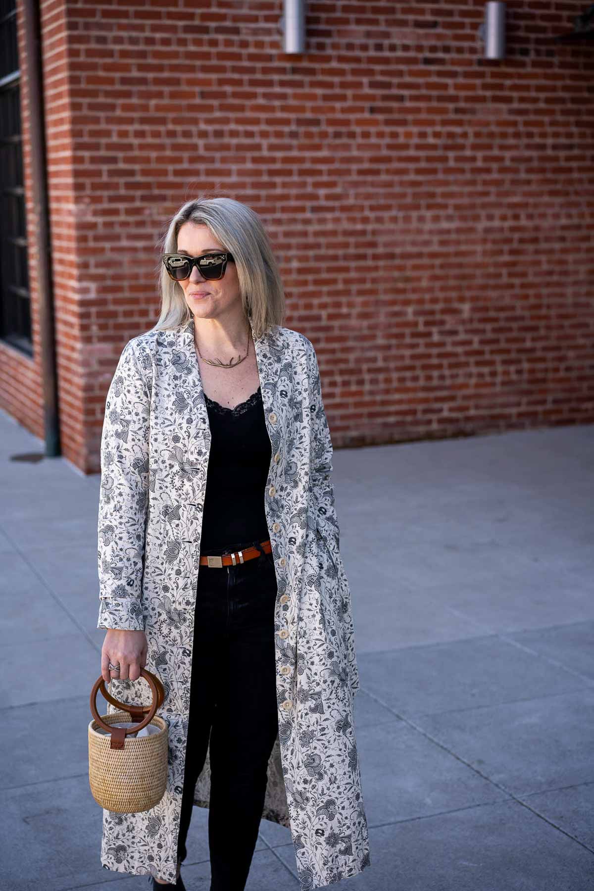 Black Shirt & Jeans with Shirt Dress as Jacket