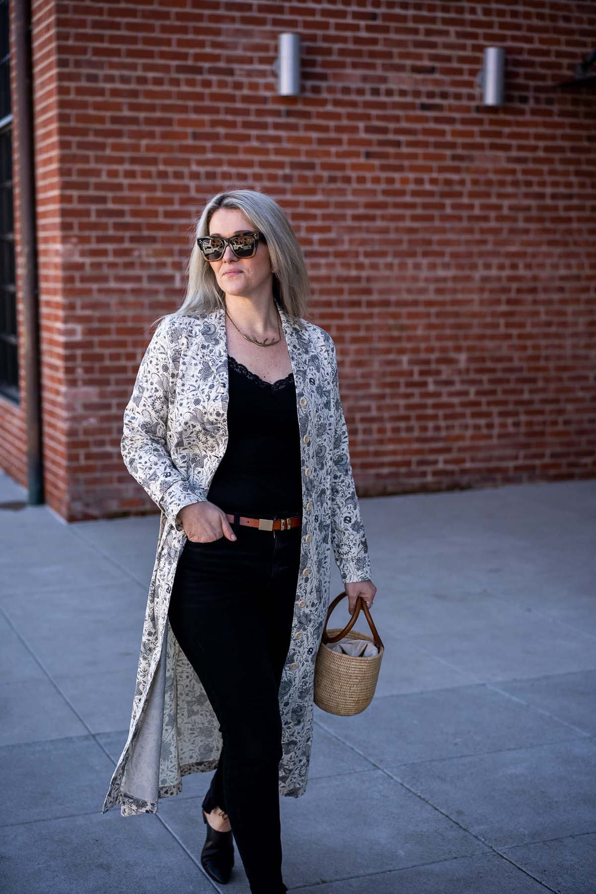 Black Shirt & Jeans with Shirt Dress as Jacket