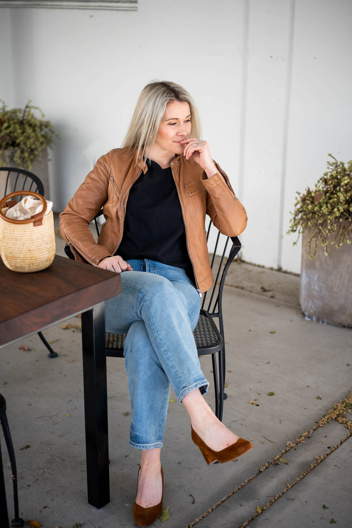 Luci wearing Outerknown Boyfriend Jeans